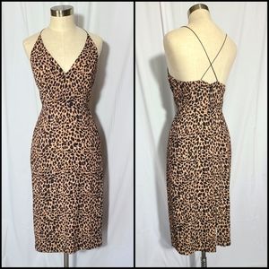 Midi Dress, Leopard, Plunge Neck, Slit, Topshop